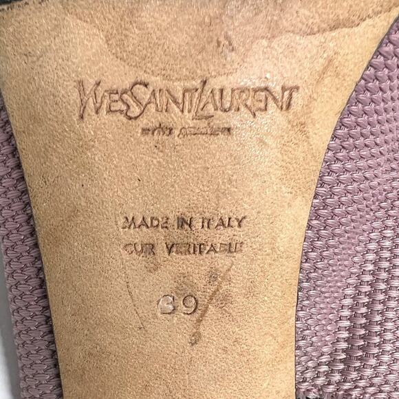 YSL Vintage Pointed Slingback Pumps Black Mauve Mesh Zipper Detail Sz 39 - Picture 7 of 9